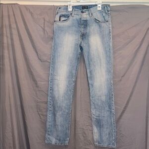 Armani Jeans Blue Straight-Leg Denim with Distressed Details